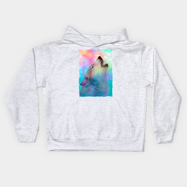 Breathing Dreams Like Air (Wolf Howl Abstract) Kids Hoodie by soaring anchor designs